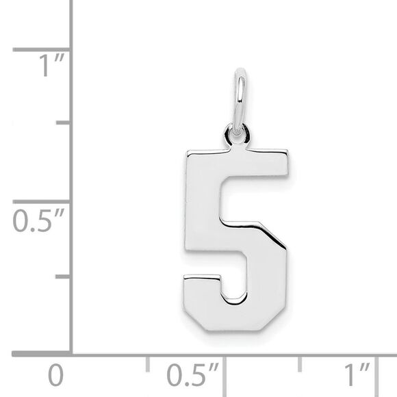 Sterling Silver, Athletic Collection Medium Polished Number 5 Pendant - Picture 4 of 5